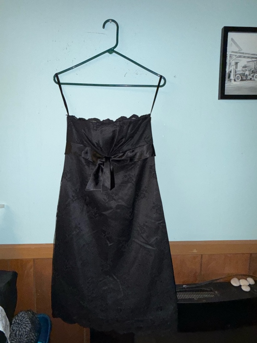 White House Black Market Black Strapless A-Line Dress with  Tie